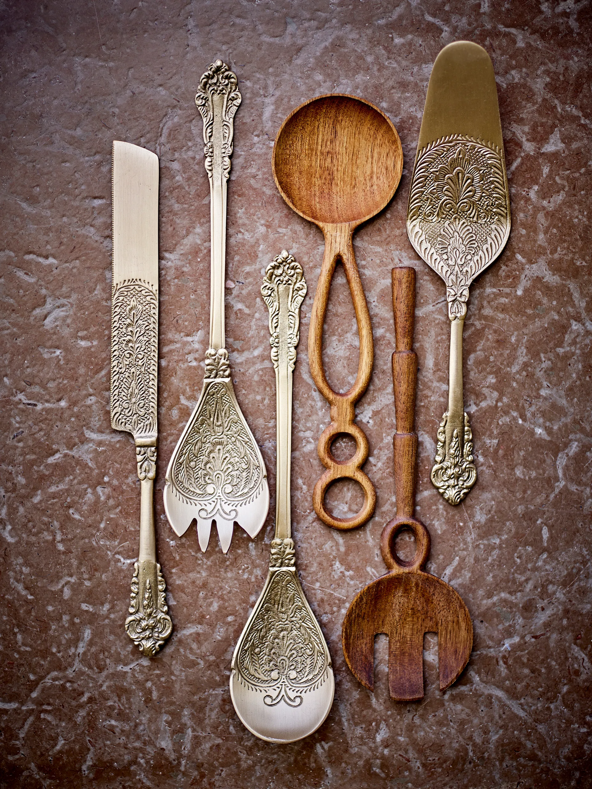 Łyżki do sałaty Kalima 2 szt., Mosiądz Bloomingville