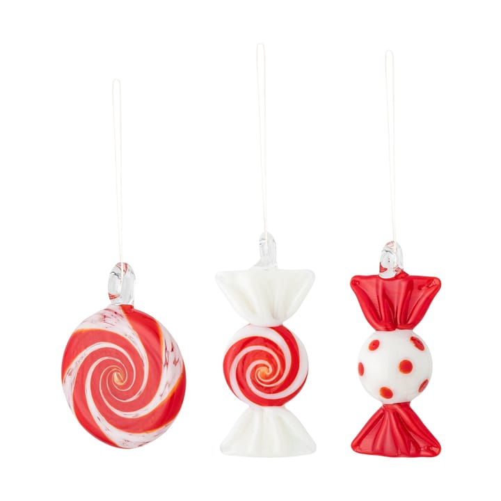 Zawieszki dekoracyjne Festive, 3 części - Czerwony - Bloomingville