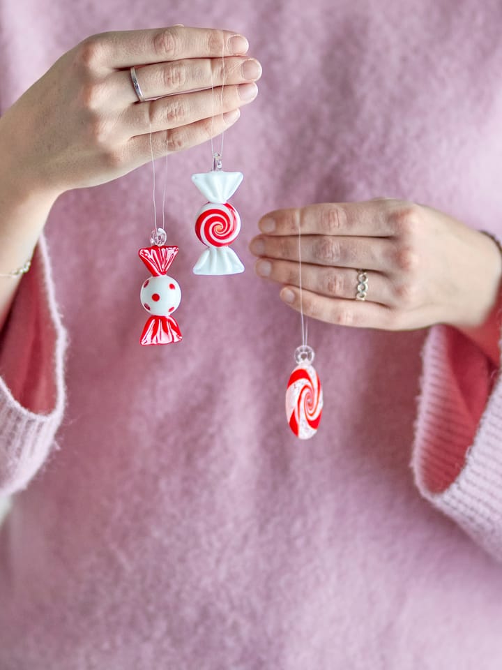 Zawieszki dekoracyjne Festive, 3 części, Czerwony Bloomingville