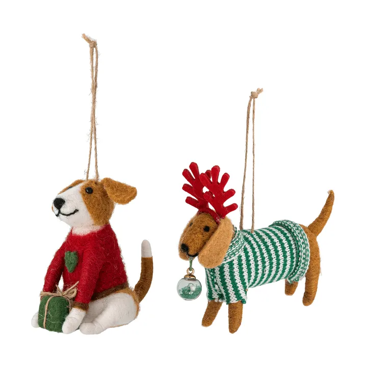 Zawieszki świąteczne Monty - Czerwono-zielony, 2 szt., 12 cm - Bloomingville