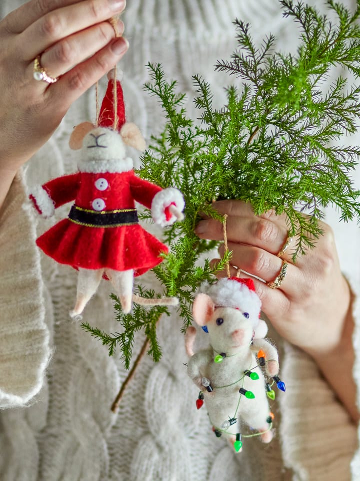 Zawieszki świąteczne Peo myszki, 2 szt., Biało-czerwone Bloomingville