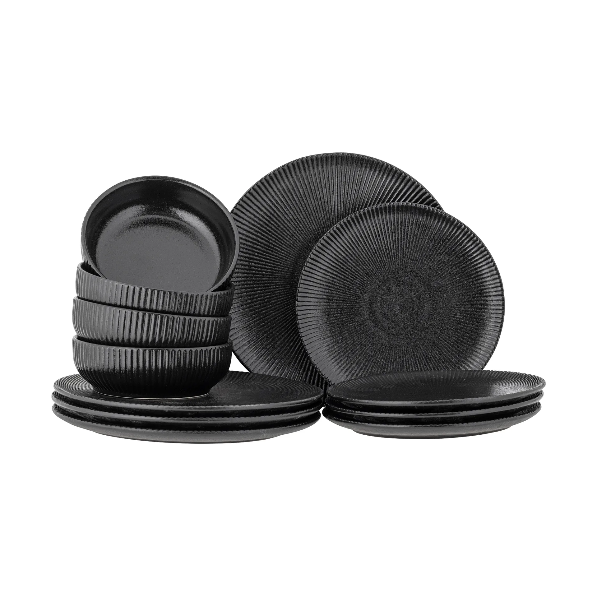 Zestaw obiadowy Neri, 12 części, Czarny Bloomingville