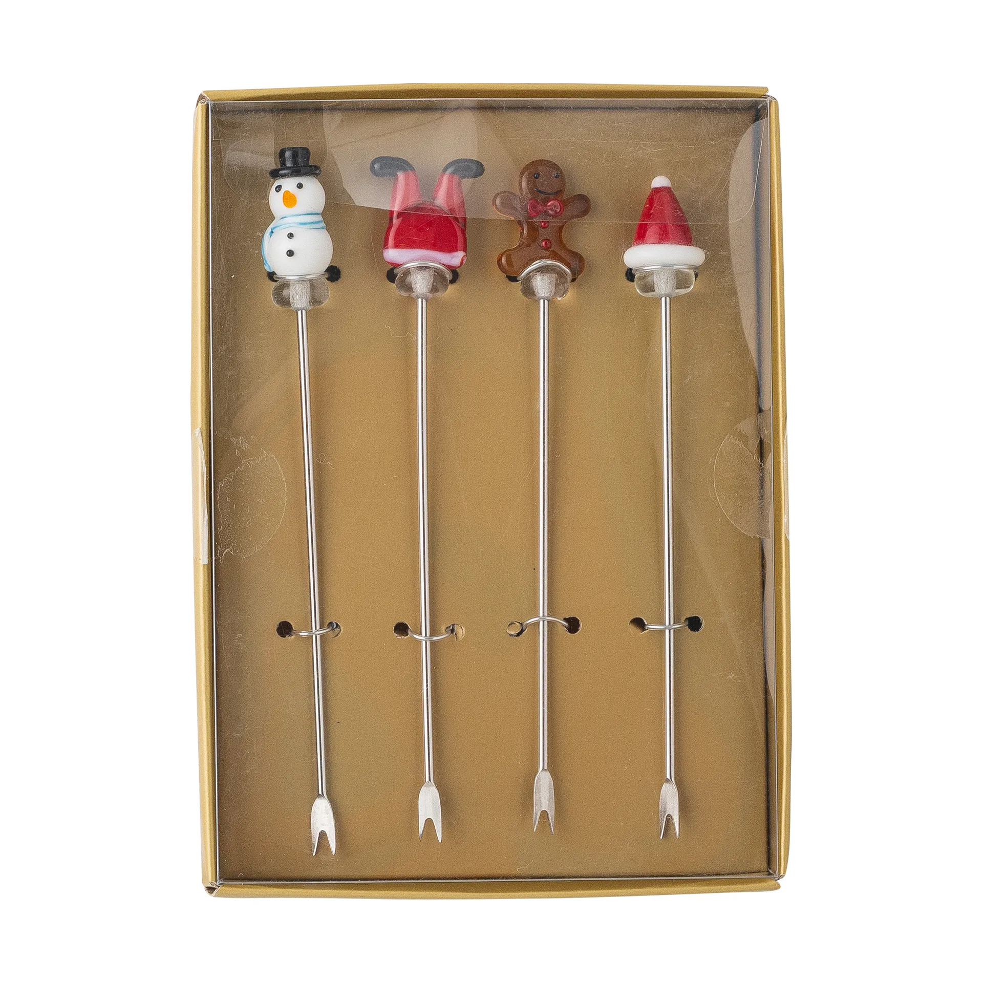 Zestaw widelczyków koktajlowych Feliz, 4 szt., Biało-czerwony Bloomingville