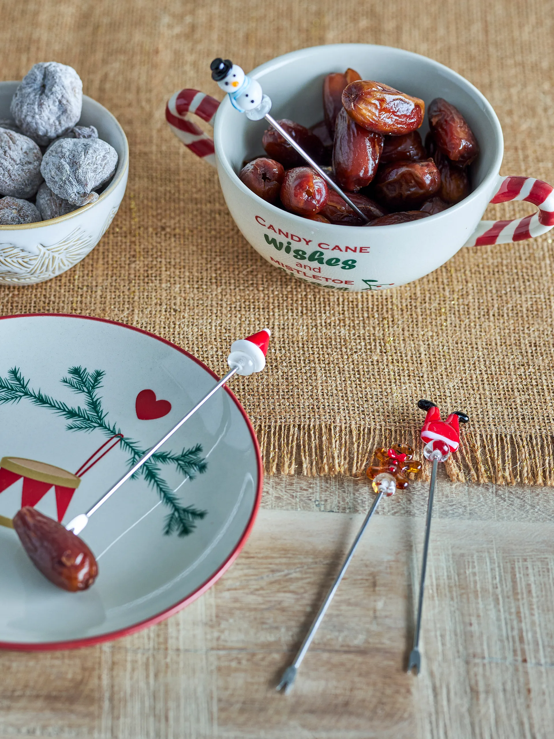 Zestaw widelczyków koktajlowych Feliz, 4 szt., Biało-czerwony Bloomingville