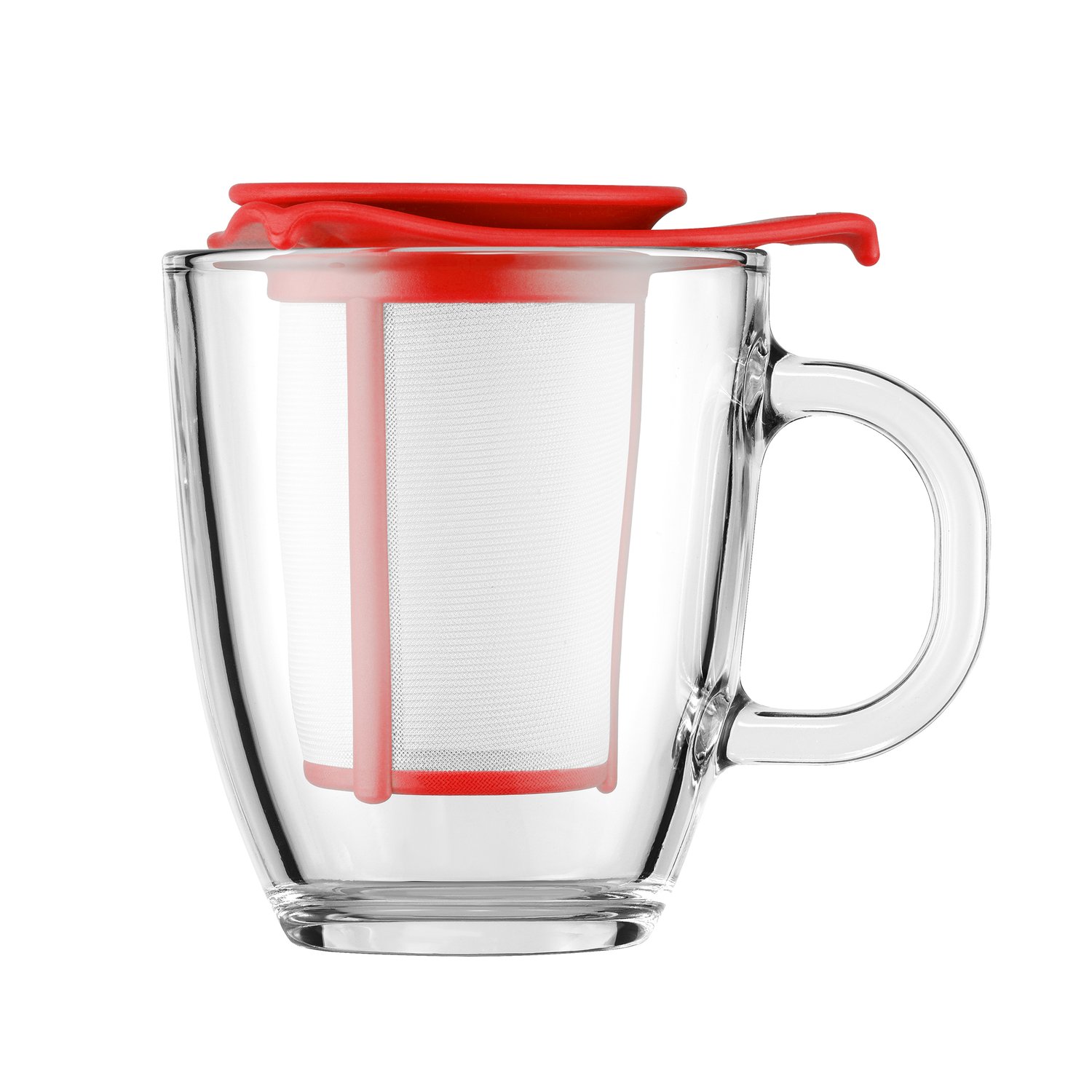 Bodum Kubek do herbaty z sitkiem Yo-Yo czerwony | Skandynawski Design | Filiżanki do herbaty | Czerwony