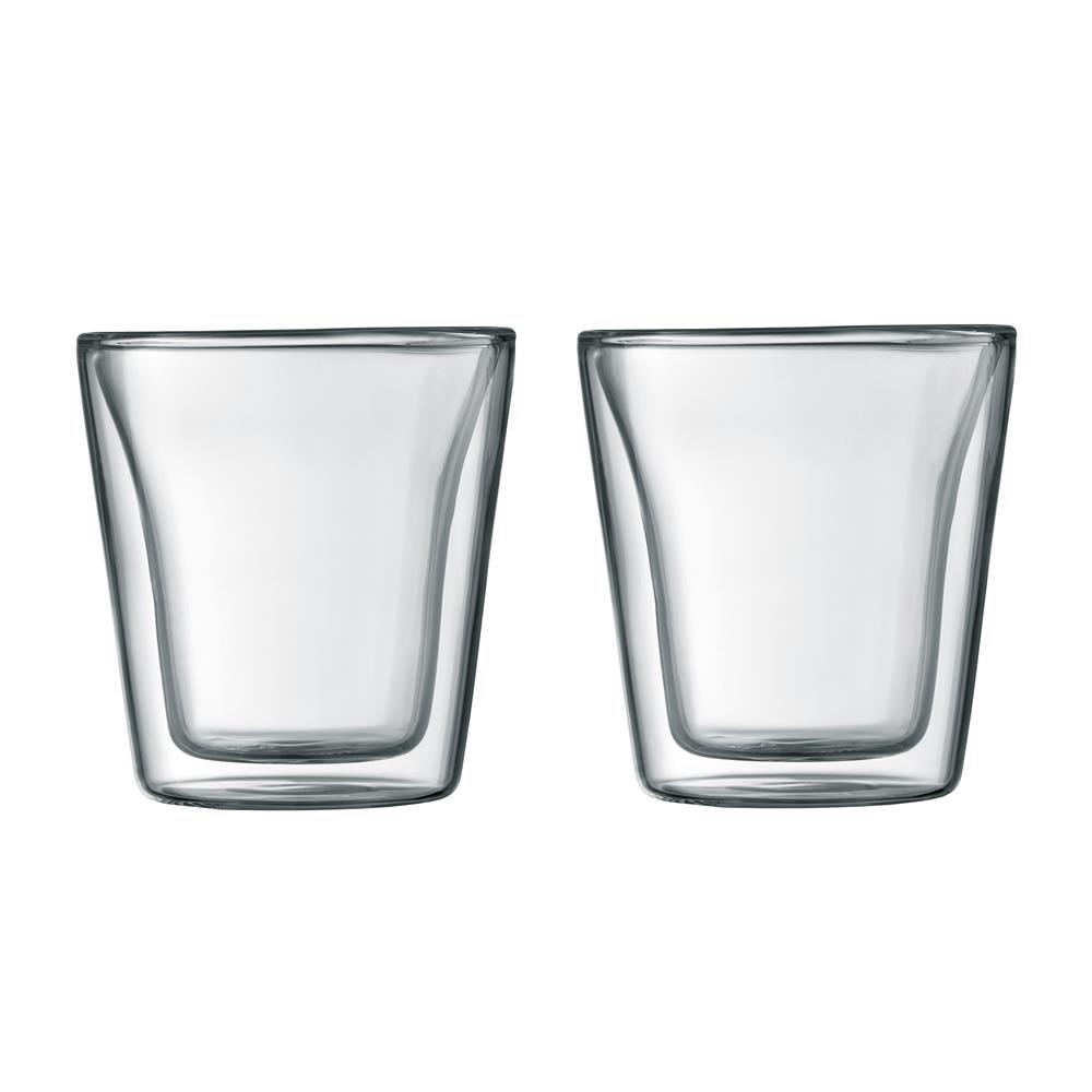 Bodum Szklanki Canteen 2 szt. 10 cl | Skandynawski Design | Filiżanki do kawy | Przezroczysty