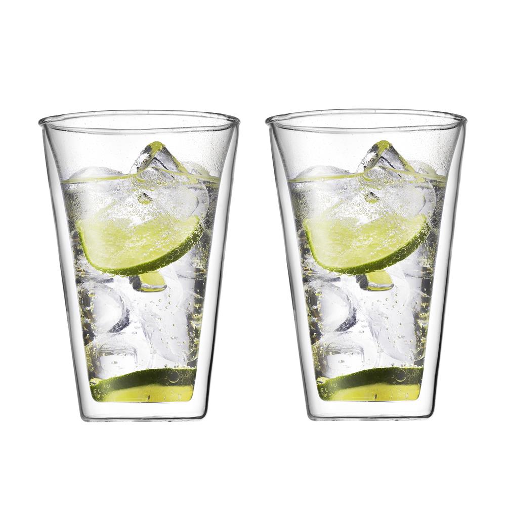 Bodum Szklanki Canteen 2 szt. 40 cl | Skandynawski Design | Filiżanki do kawy | Przezroczysty