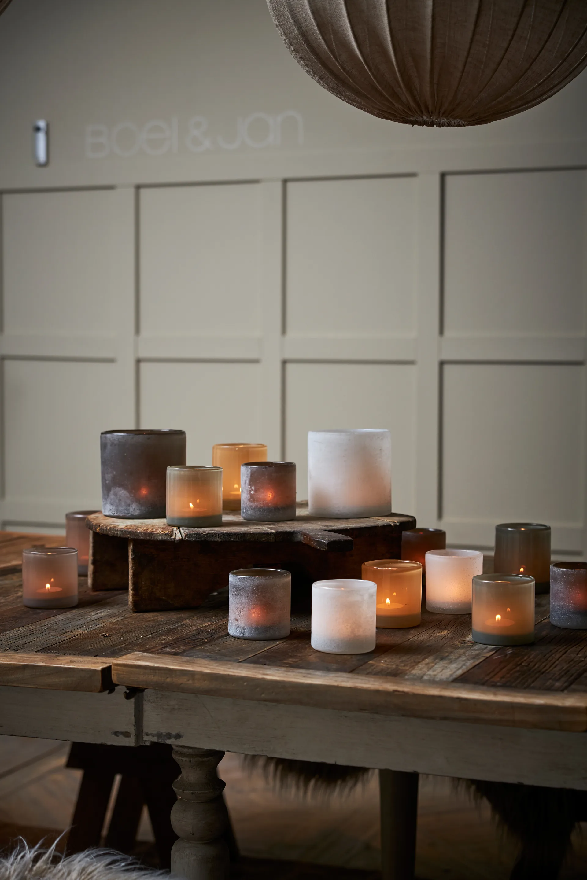 Bungenäs Lampion na świecę Ø8 cm, Szary Boel & Jan