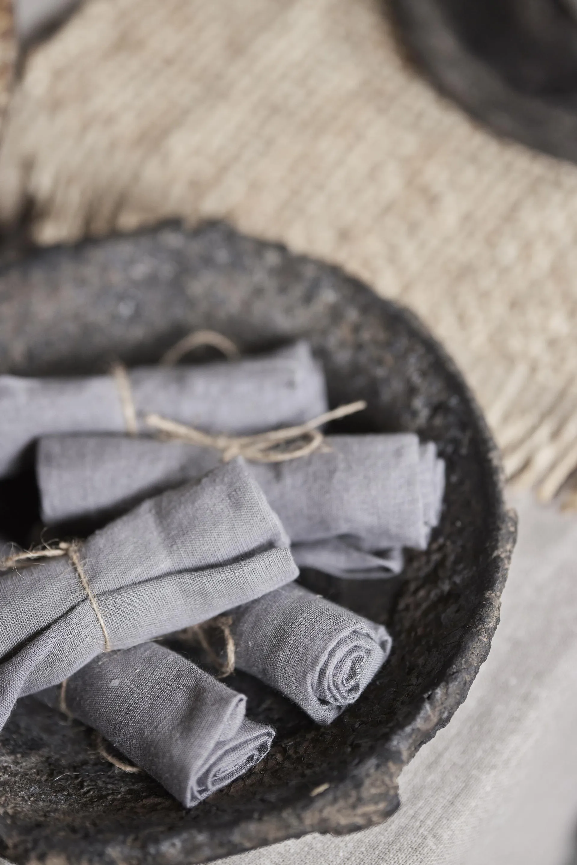 Serwetka lniana Mandela 40x40 cm, Szara Boel & Jan