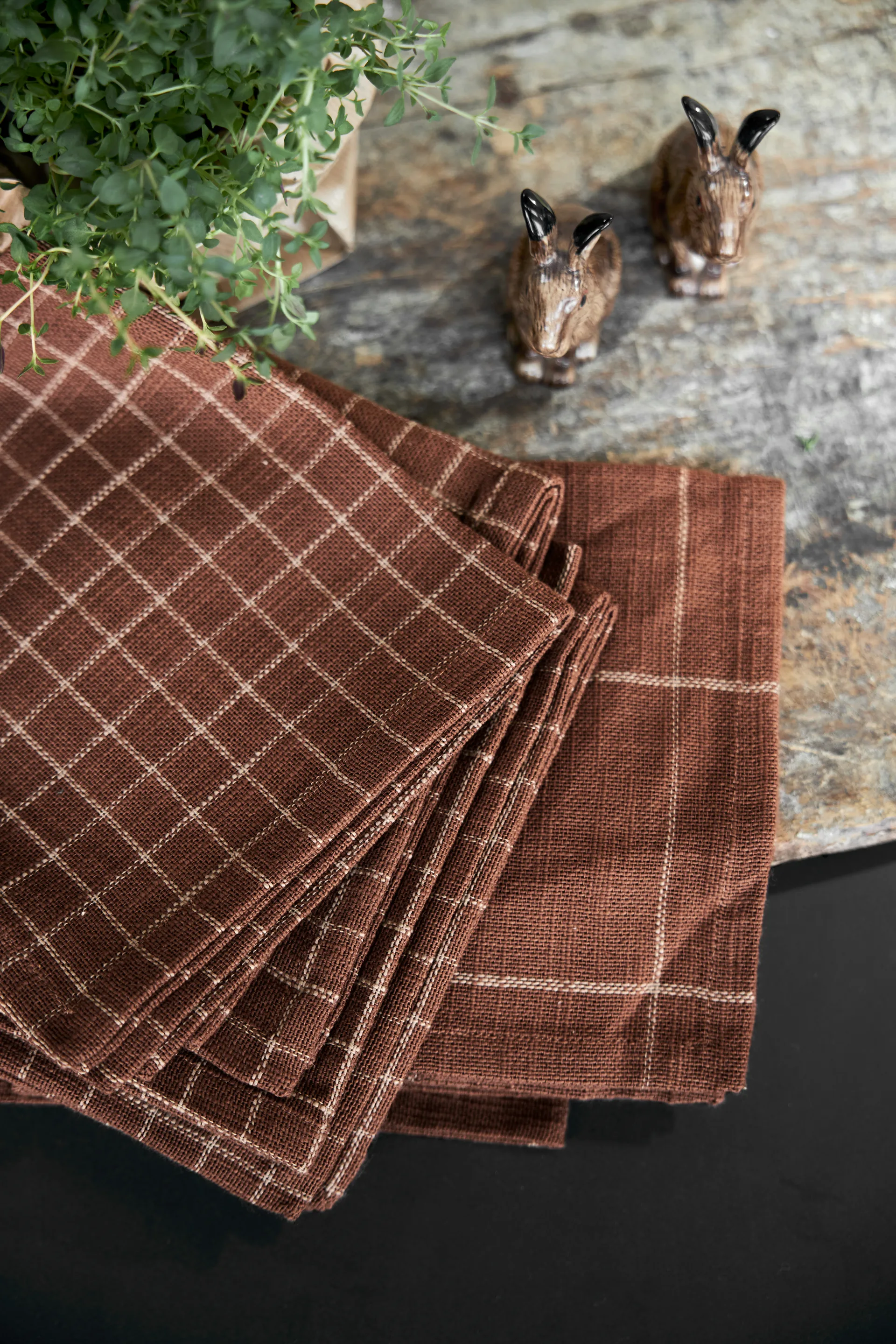 Serwetki bawełniane Lunnevik 40x40 cm 4-pak, Brązowy Boel & Jan
