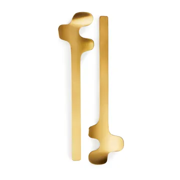 Sztućce do sałatek Leaf - Brushed Gold - Born In Sweden
