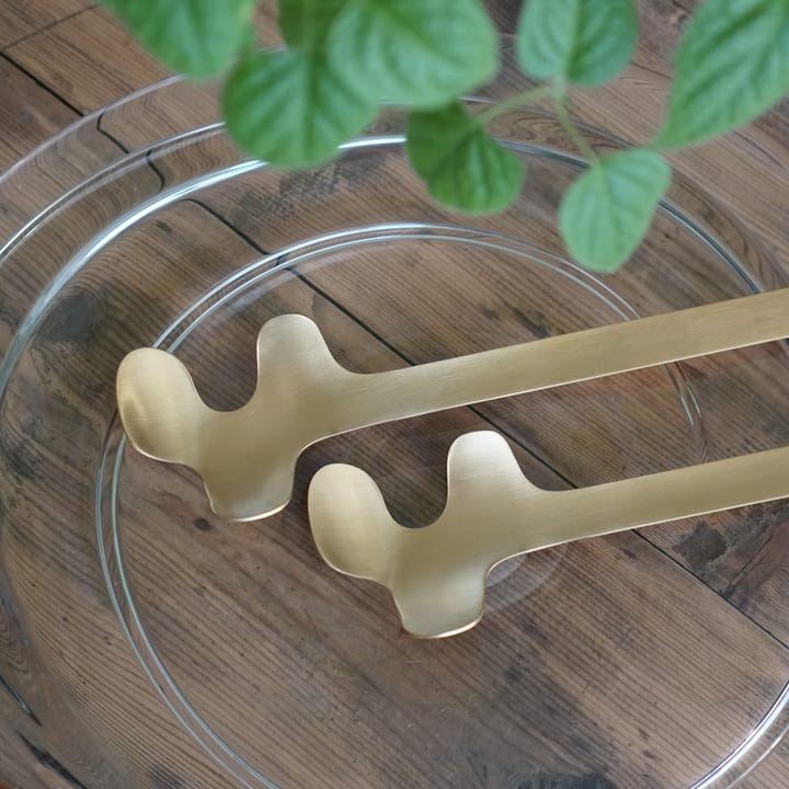 Sztućce do sałatek Leaf, Brushed Gold Born In Sweden