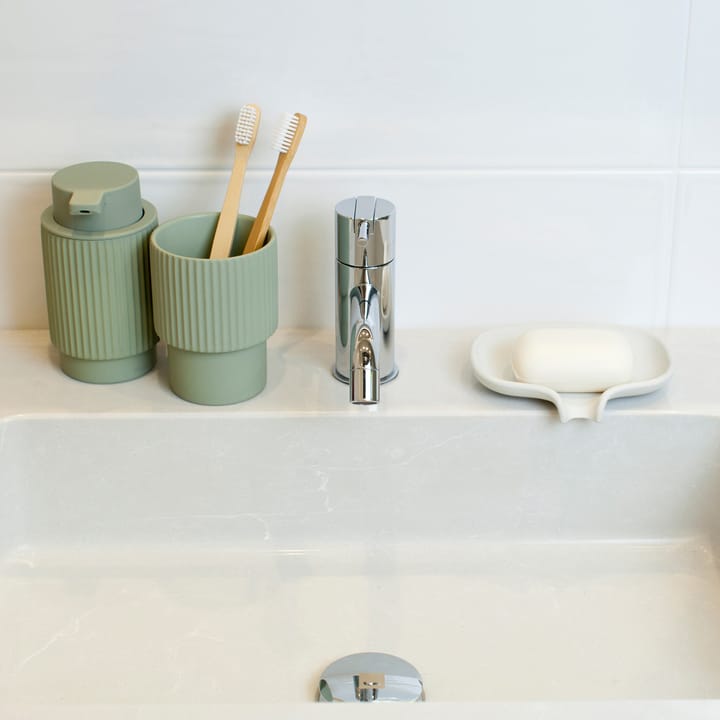 Mydelniczka z odpływem Soap Saver Flow beton, Biały Bosign