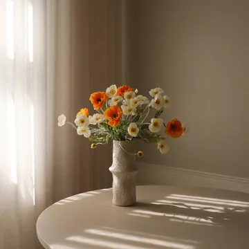 Bukiet sztucznych maków - Daylight, biało-pomarańczowy - Botané