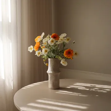 Bukiet sztucznych maków - Daylight, biało-pomarańczowy - Botané