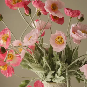 Bukiet sztucznych maków - Pink Pursuit, jasnoróżowy-różowy, 10 szt. - Botané