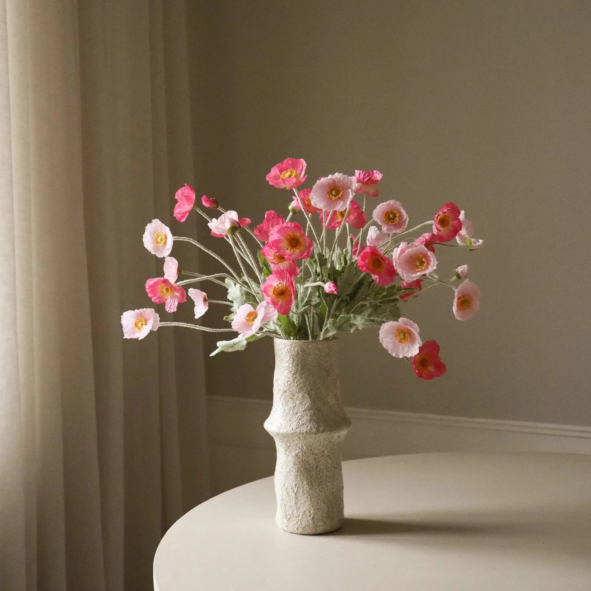 Bukiet sztucznych maków, Pink Pursuit, jasnoróżowy-różowy, 10 szt. Botané