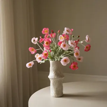 Bukiet sztucznych maków - Pink Pursuit, jasnoróżowy-różowy, 10 szt. - Botané