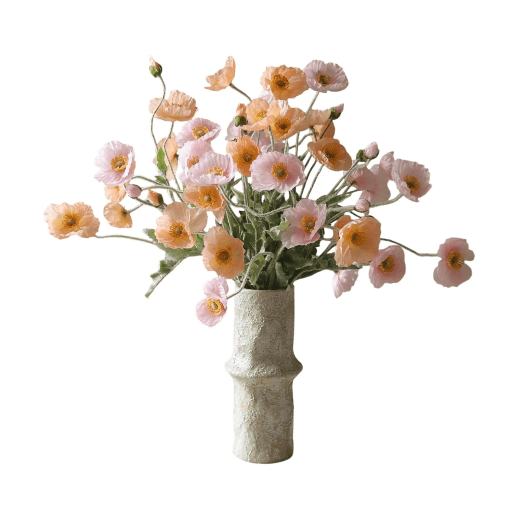 Bukiet sztucznych maków, Sorbet Kisses, jasnoróżowo-koralowy, 11 szt. Botané