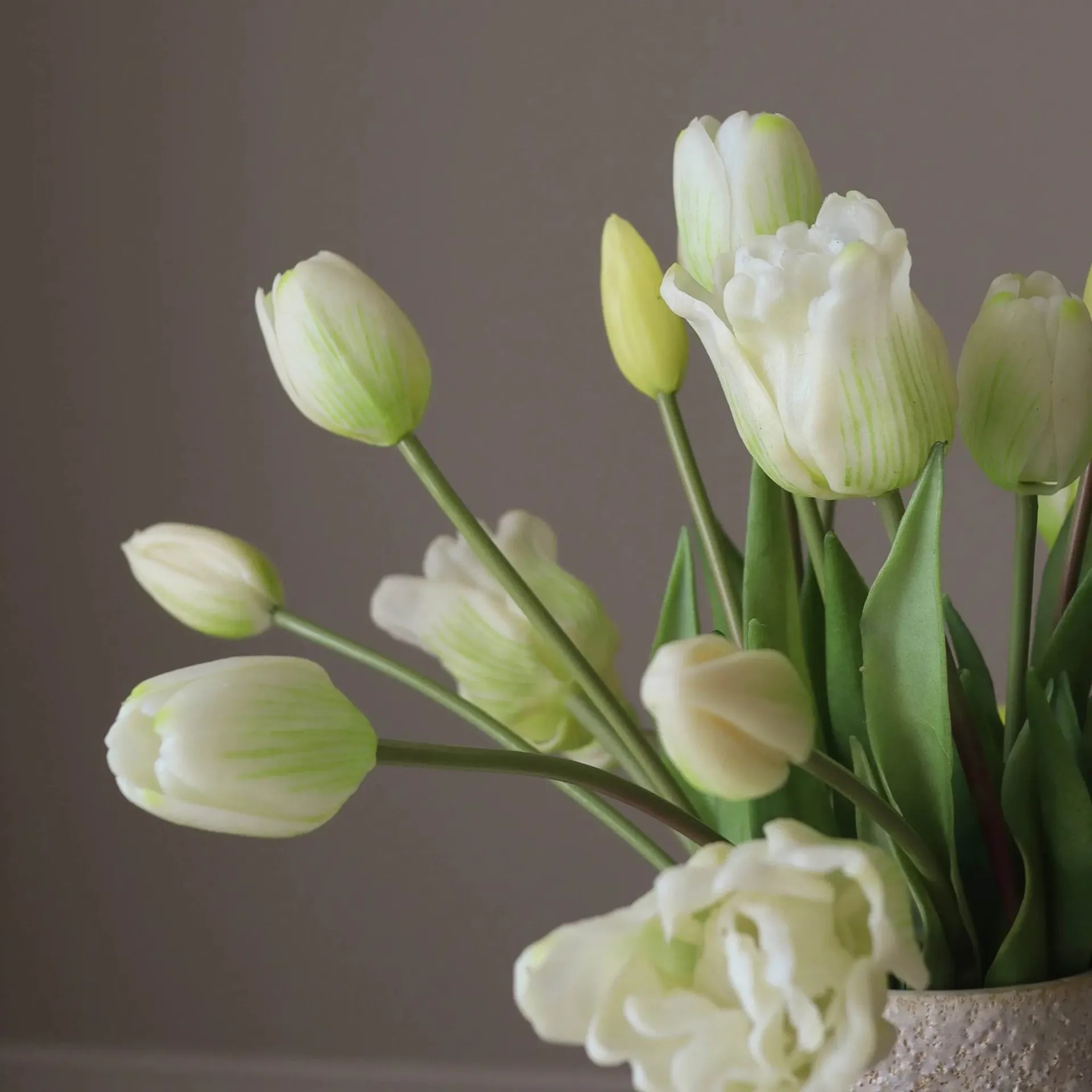 Bukiet sztucznych tulipanów mix, Biały, 20 szt. Botané