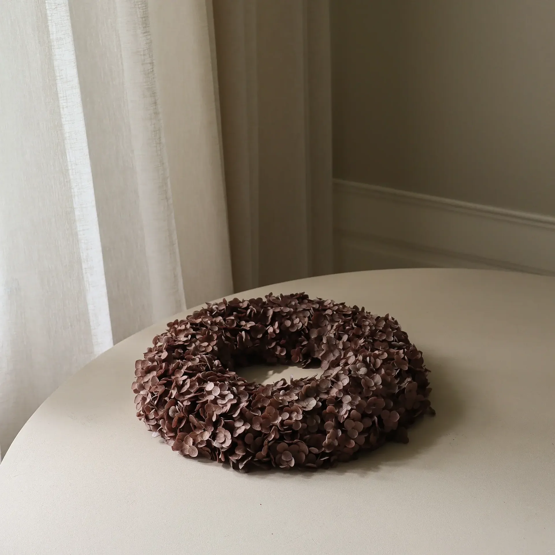 Hortensia Wreath wianek kwiatowy, Brown, 40 cm Botané