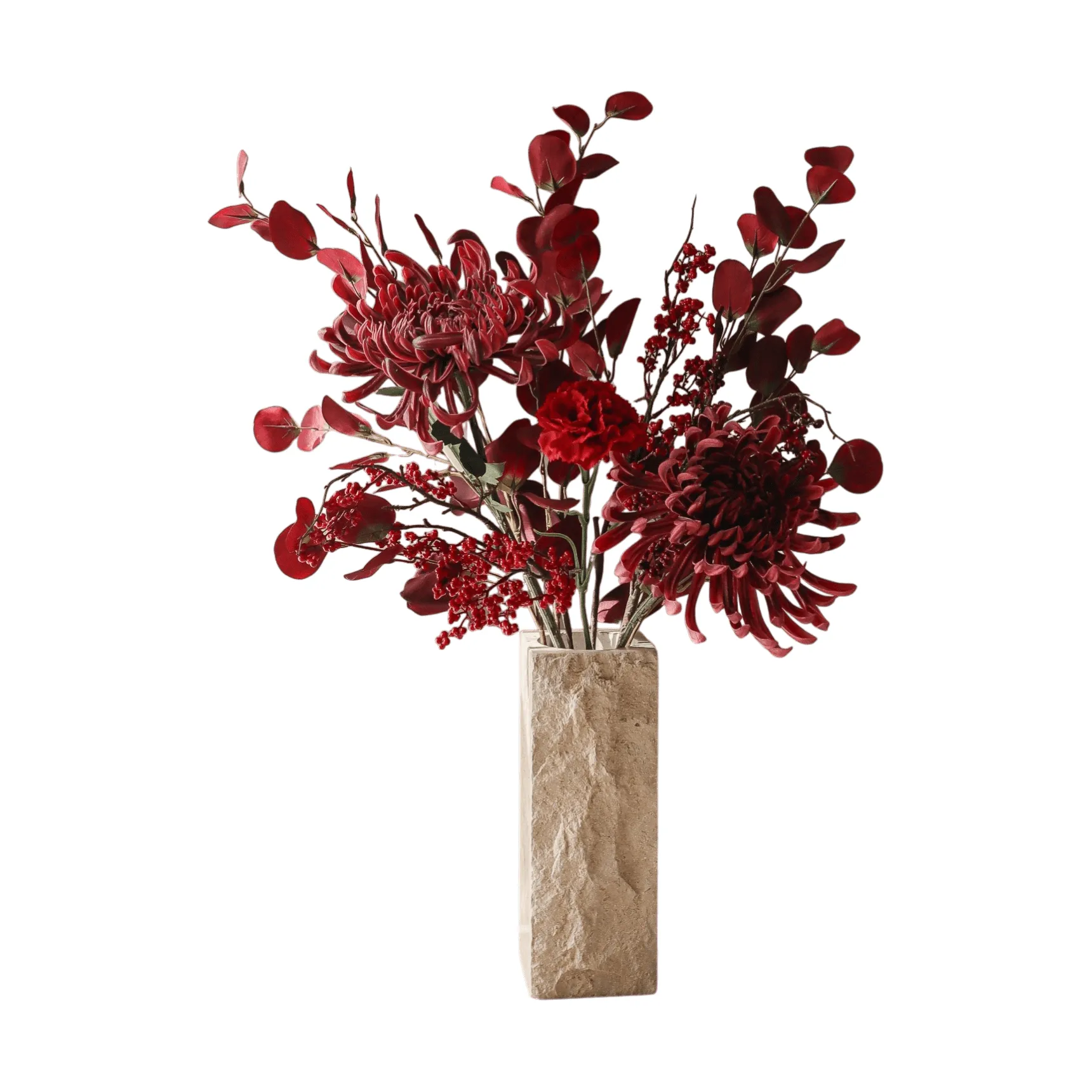 Sztuczny bukiet Berry Drama, Chryzantema igiełkowa, goździk, eukaliptus, 84 cm Botané