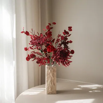 Sztuczny bukiet Berry Drama - Chryzantema igiełkowa, goździk, eukaliptus, 84 cm - Botané
