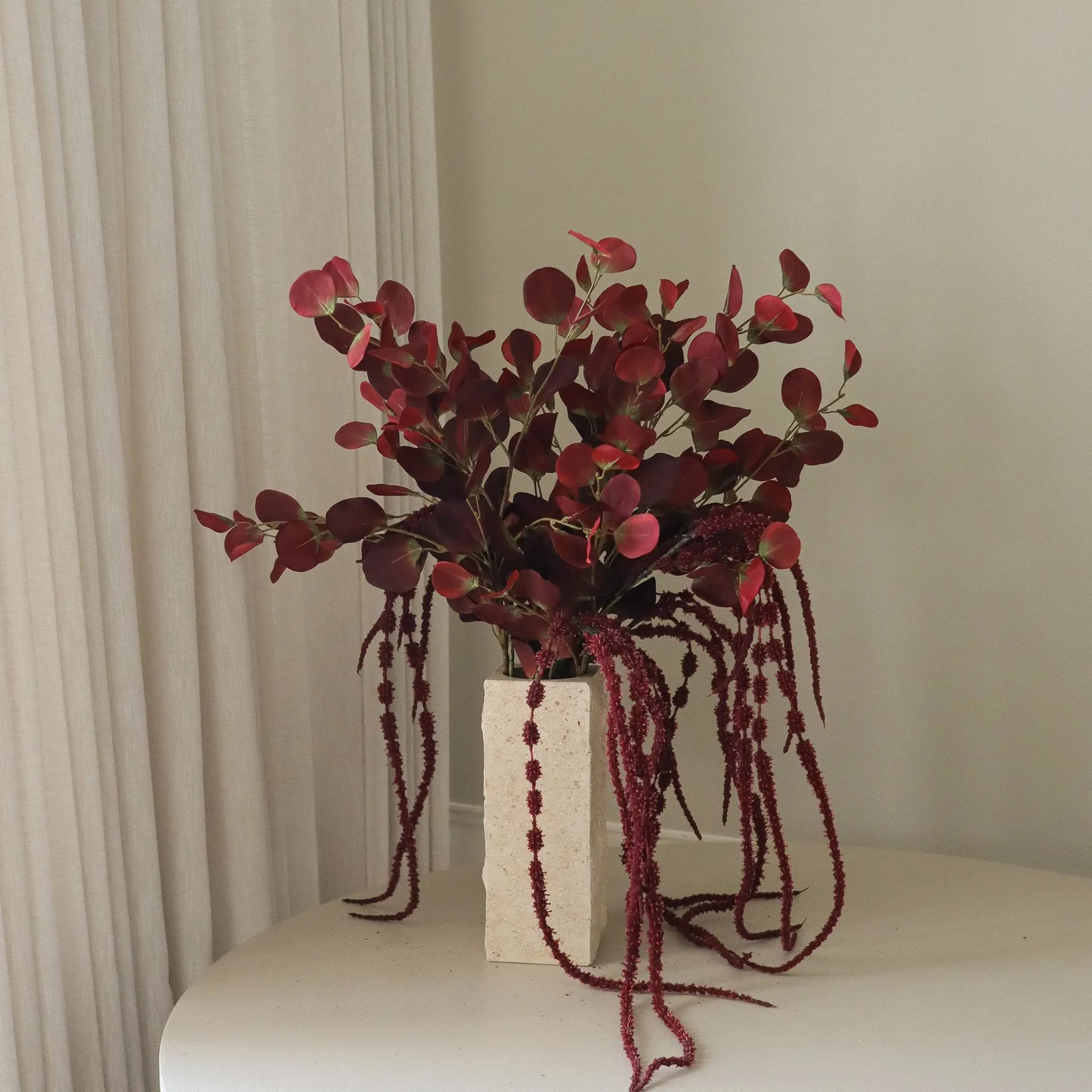 Sztuczny bukiet Burgundy Veil, Eukaliptus, amarantus, 84 cm Botané