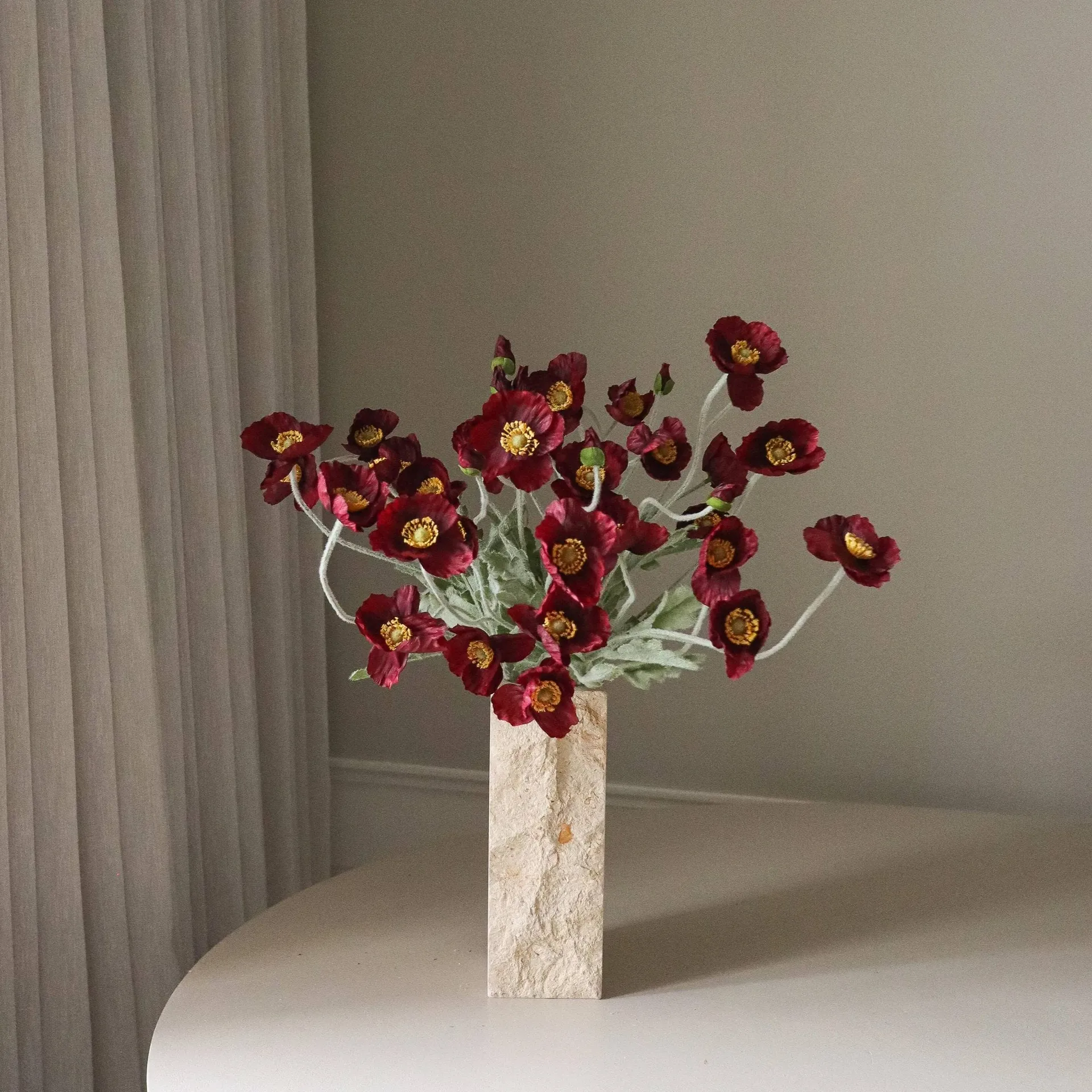 Sztuczny bukiet maków, Burgundy, 56 cm, 10 szt. Botané