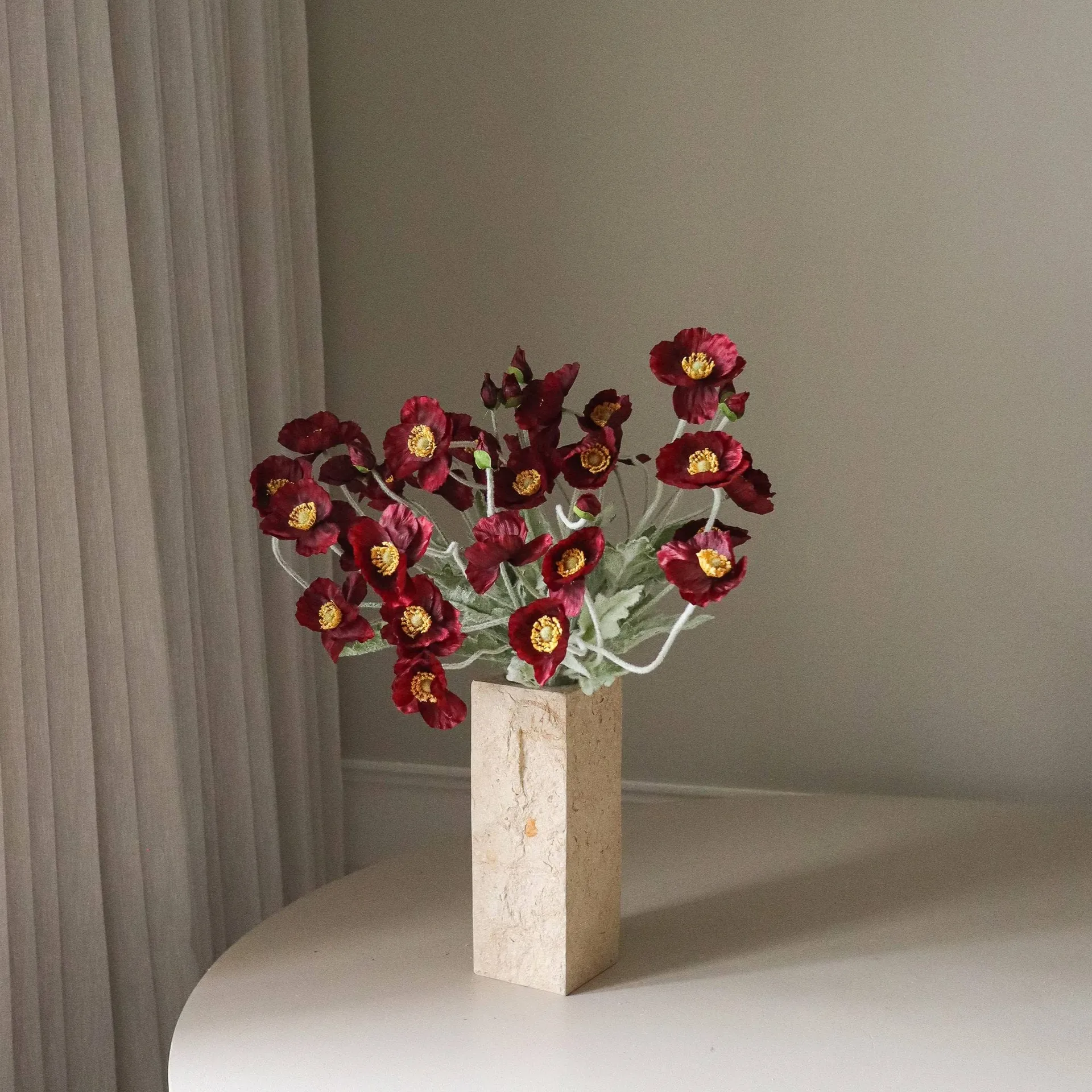 Sztuczny bukiet maków, Burgundy, 56 cm, 10 szt. Botané