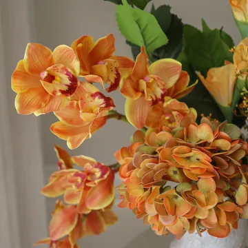 Sztuczny bukiet The Orangery - Storczyk cymbidium-mieczyk-hortensja, 85 cm, 10 szt. - Botané