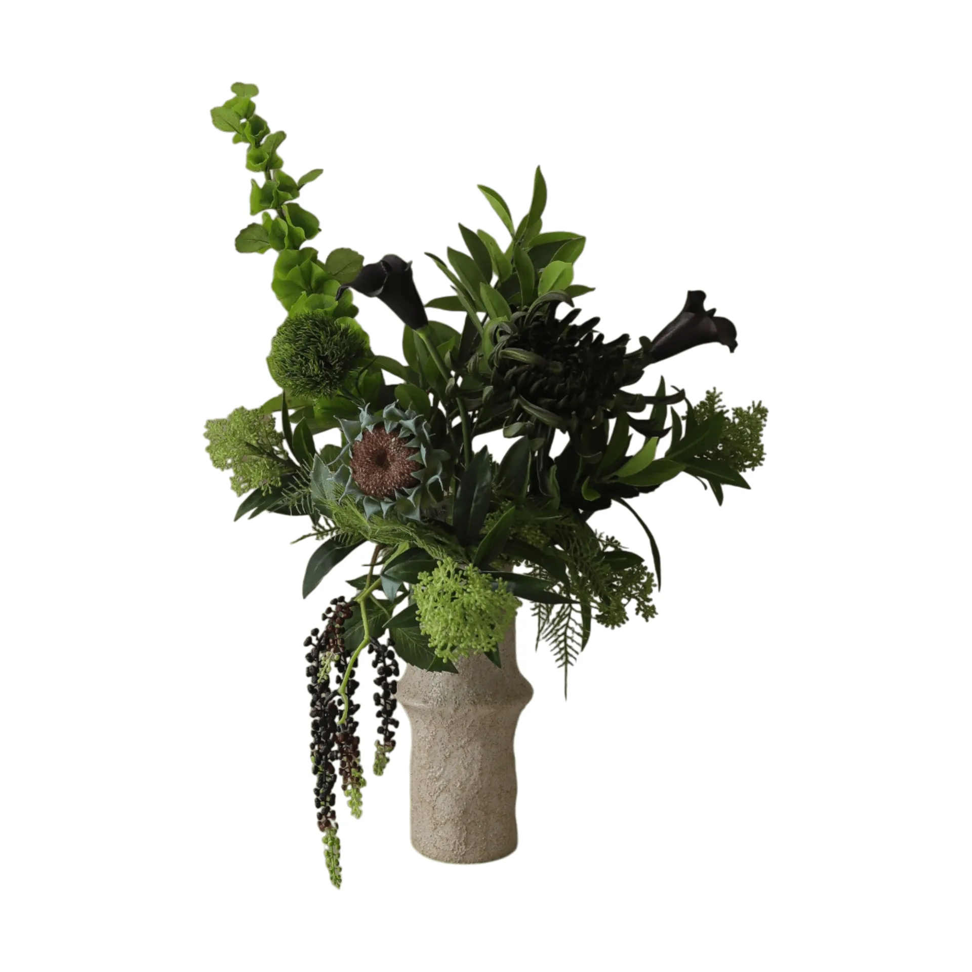 Sztuczny bukiet Verdant Noir, Kalia–chryzantema igiełkowa–słonecznik jesienny, 92 cm, 13 szt. Botané