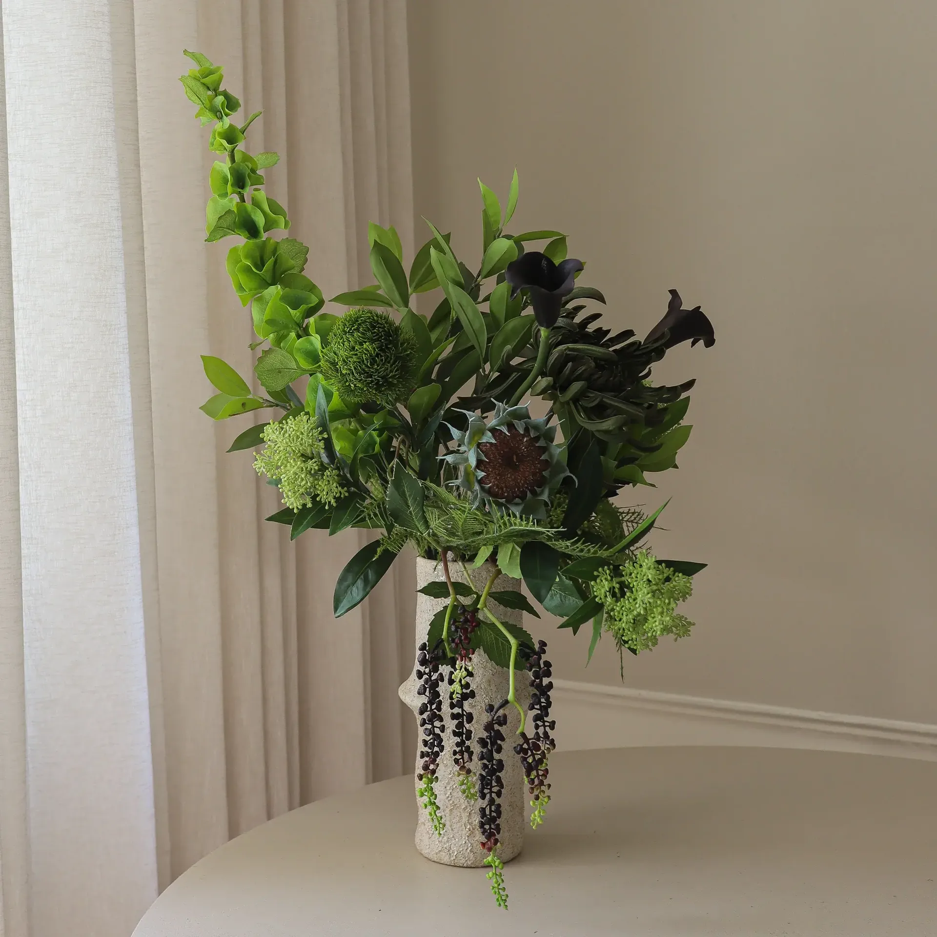 Sztuczny bukiet Verdant Noir, Kalia–chryzantema igiełkowa–słonecznik jesienny, 92 cm, 13 szt. Botané