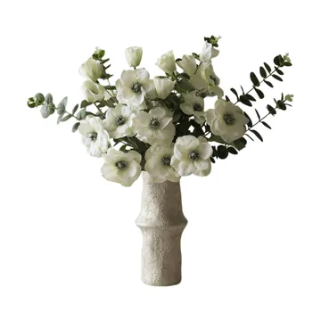 Sztuczny bukiet White Satin - Anemon-eukaliptus, 9 szt. - Botané