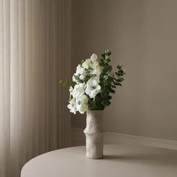 Sztuczny bukiet White Satin - Anemon-eukaliptus, 9 szt. - Botané