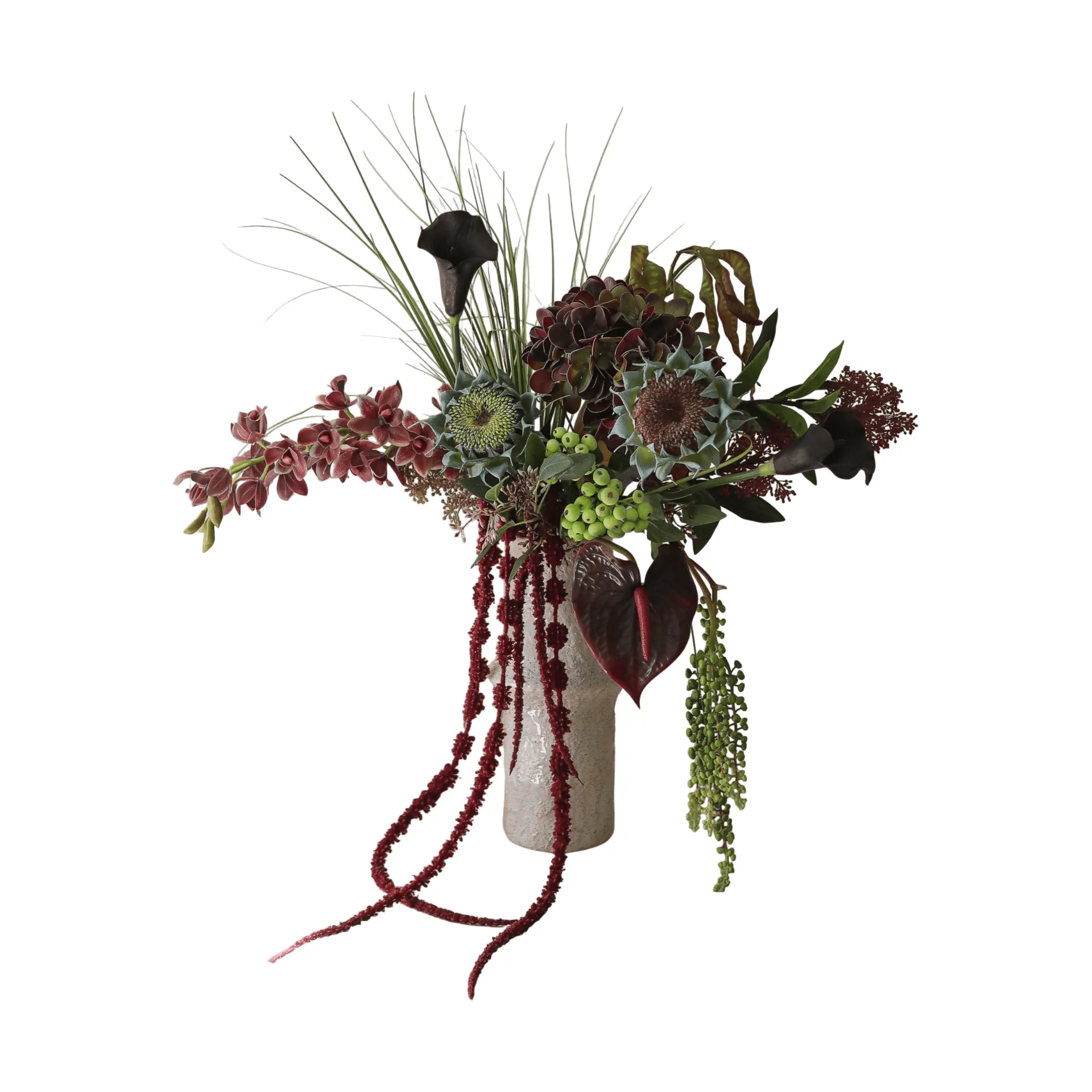 Sztuczny bukiet Woodland Nocturne, Kalia-anturium-hortensja-słonecznik jesienny, 112 cm, 14 szt. Botané