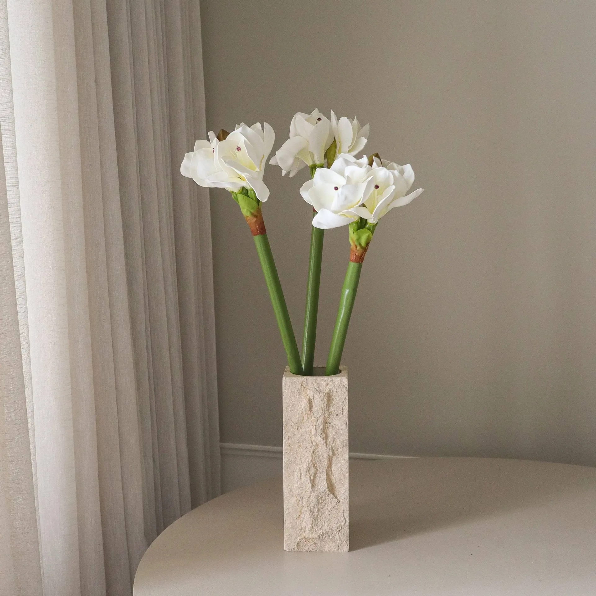 Sztuczny kwiat Amarylis, Biały, 73 cm Botané