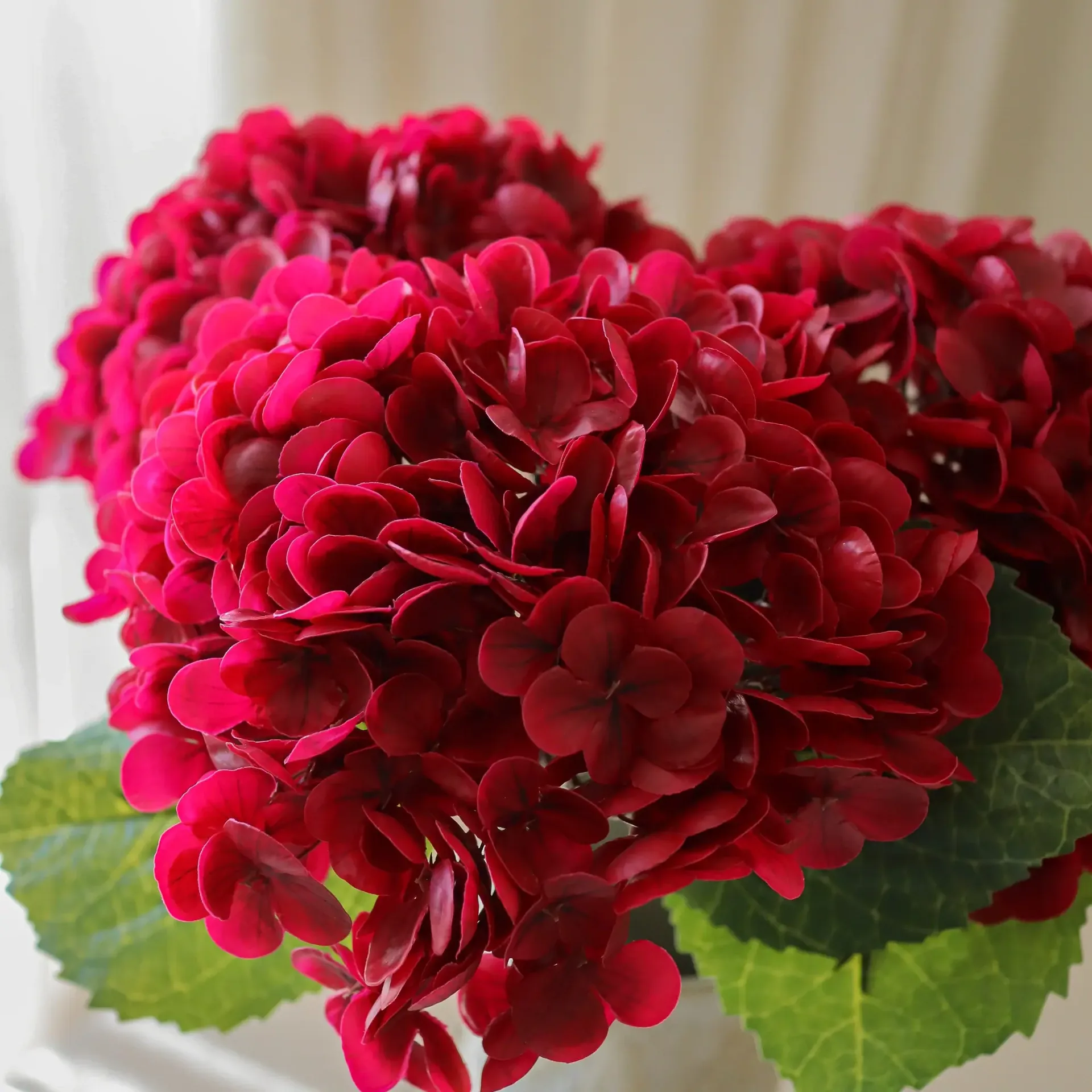 Sztuczny kwiat hortensji, Red, 51 cm, 1 szt. Botané