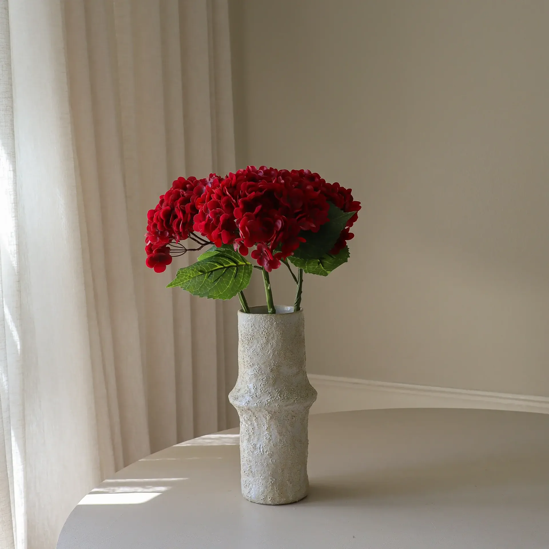 Sztuczny kwiat hortensji, Red, 51 cm, 1 szt. Botané