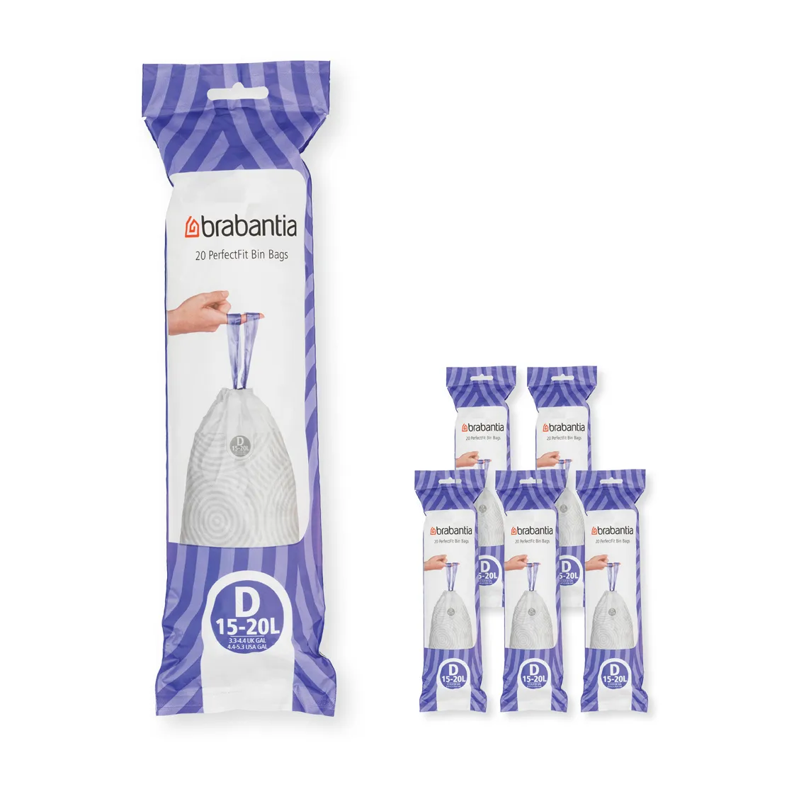 Brabantia PerfectFit worki na śmieci 120 sztuk, Model d, 15-20 l Brabantia