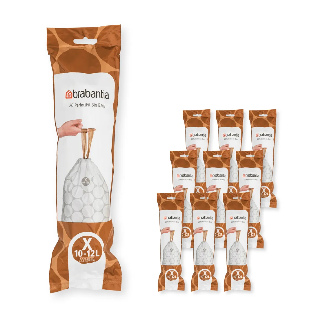 Brabantia PerfectFit worki na śmieci 200 sztuk, Model x, 10-12 l Brabantia
