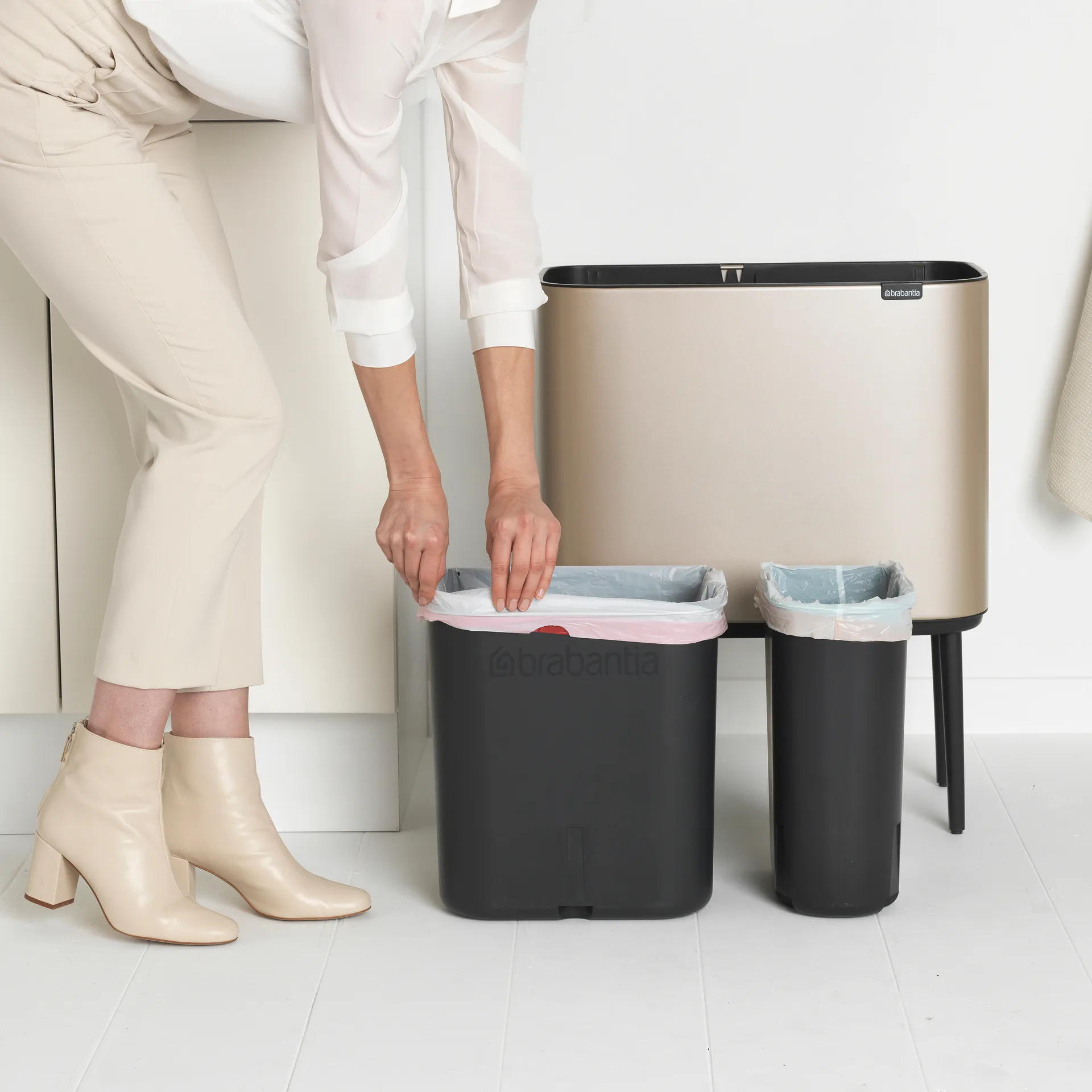 Kosz Bo Touch Bin 11+23 l, Metallic Gold Brabantia