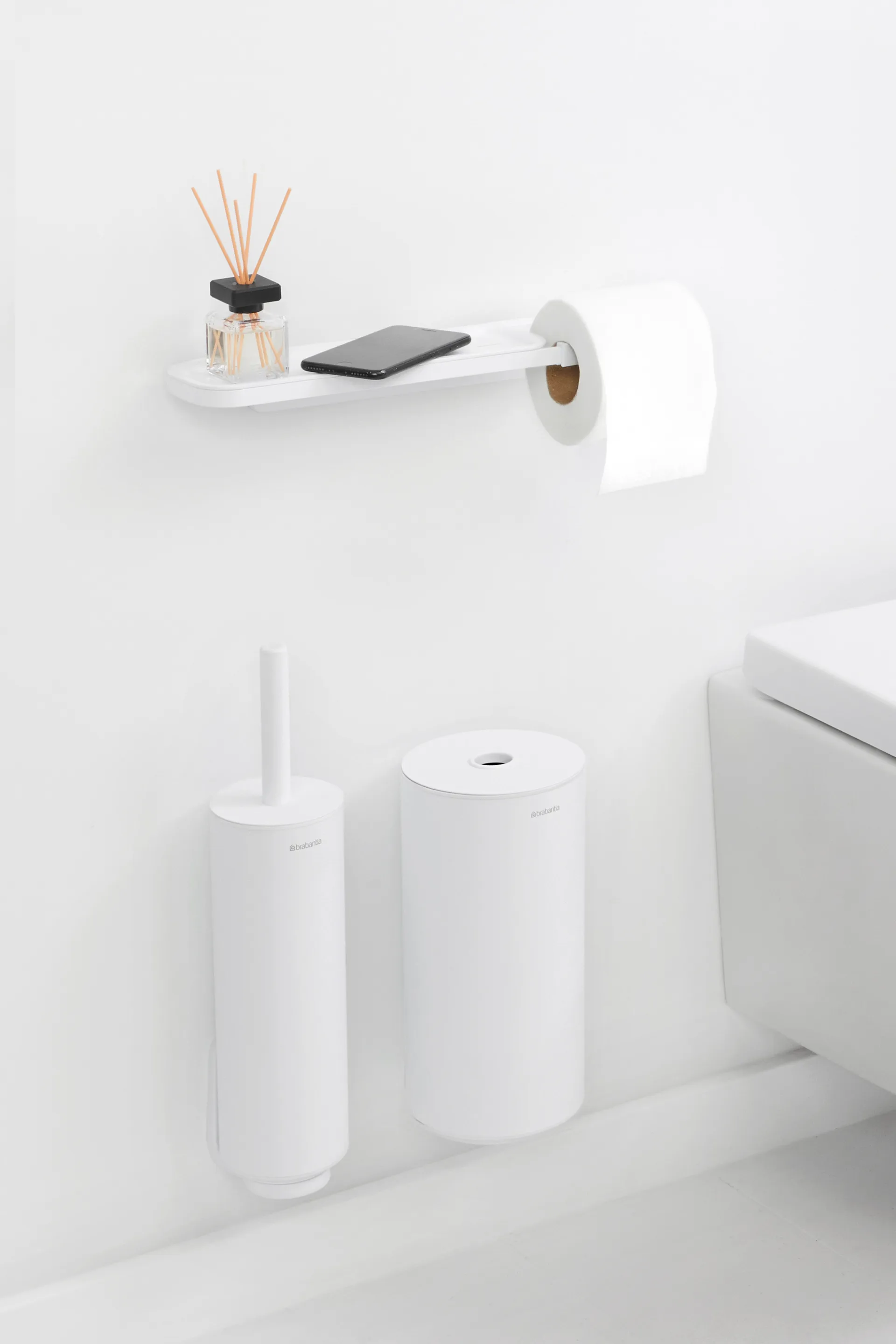 MindSet Uchwyt na papier toaletowy z półką, Mineral Fresh White Brabantia