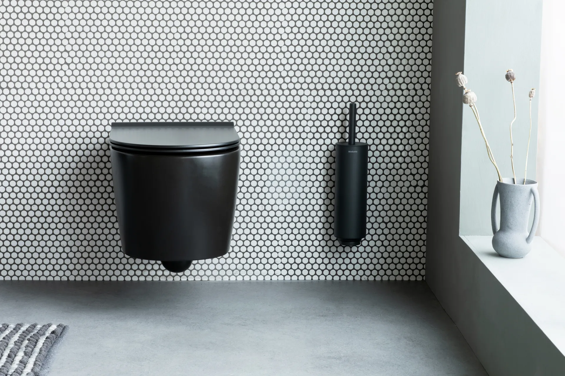 Szczotka do WC z uchwytem MindSet, Mineral Infinite Grey, silicone Brabantia