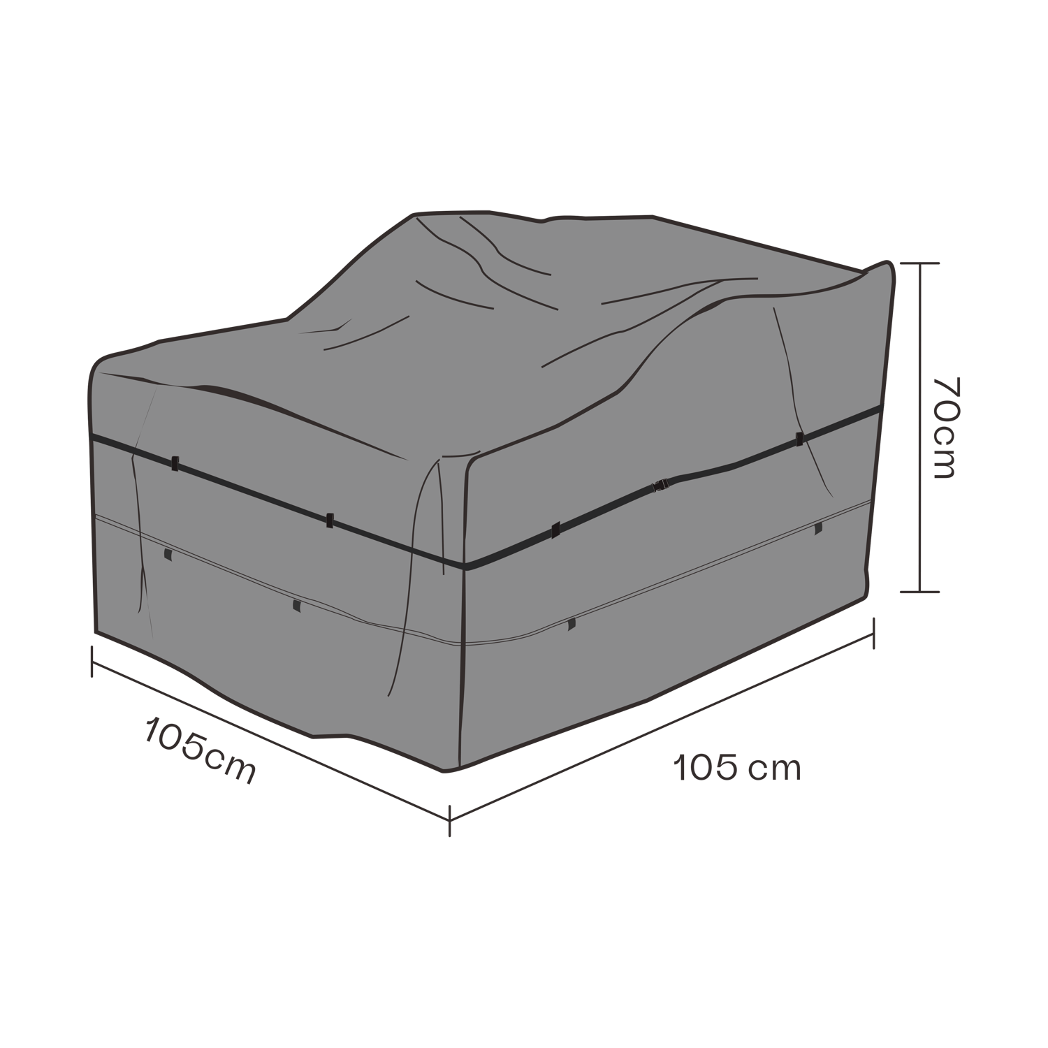 Brafab Brafab pokrowiec na fotel Czarny 105 cm | Skandynawski Design | Czarny