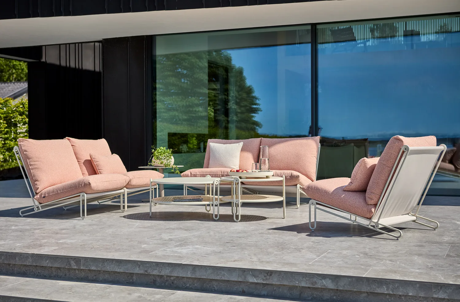 Fotel lounge Blixt, Pearl white-teddy orange Brafab