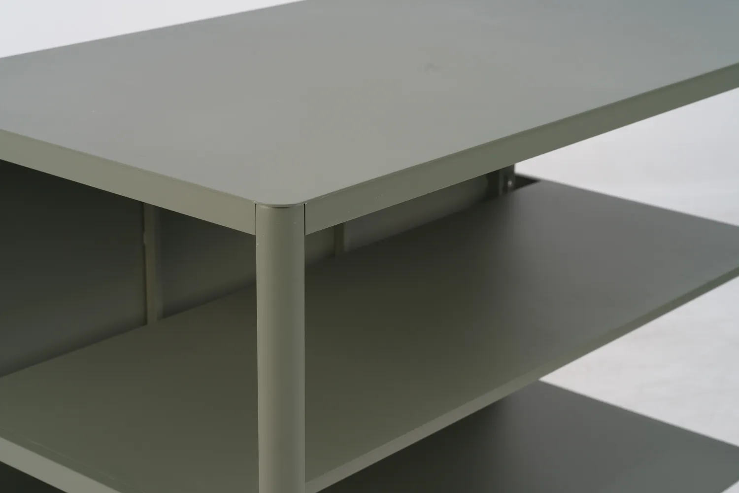 Kelia kuchnia ogrodowa ławka z półkami, Nordic green, 121x91x64 cm Brafab