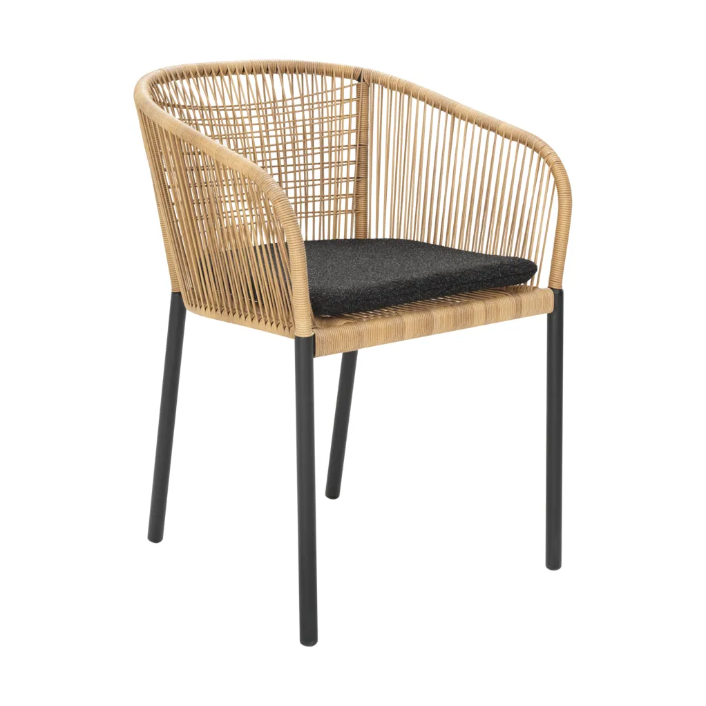 Krzesło z podłokietnikami Delta , Czarny-naturalny Brafab