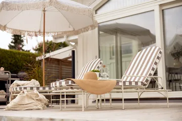 Leżanka Arts 196×96 cm - Soft White-beige stripes - Brafab