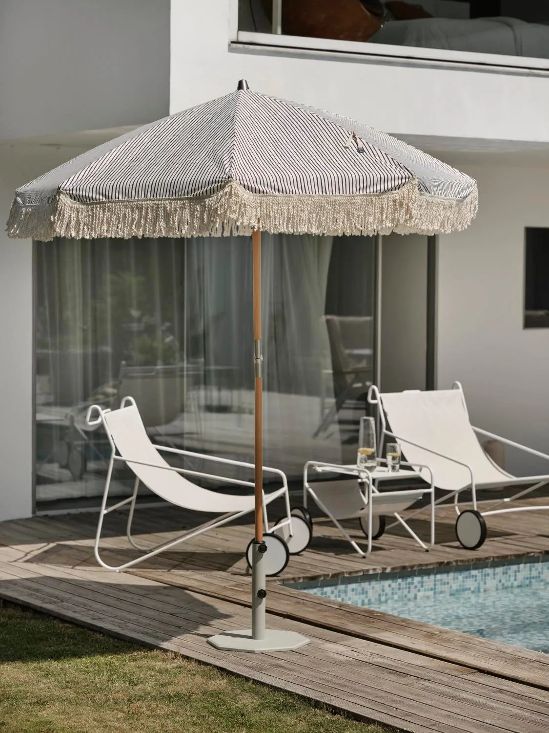 Parasol Gatsby, Grey stripe, Ø185 cm Brafab